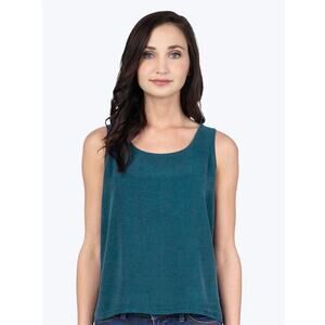 Tianello Women's Teal Green Scoop Neckline Sleeveless Cropped Tank Top Size XL